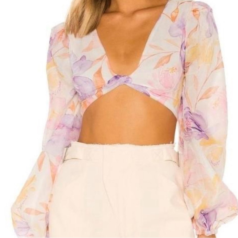 Majorelle Revolve floral backless crop top S